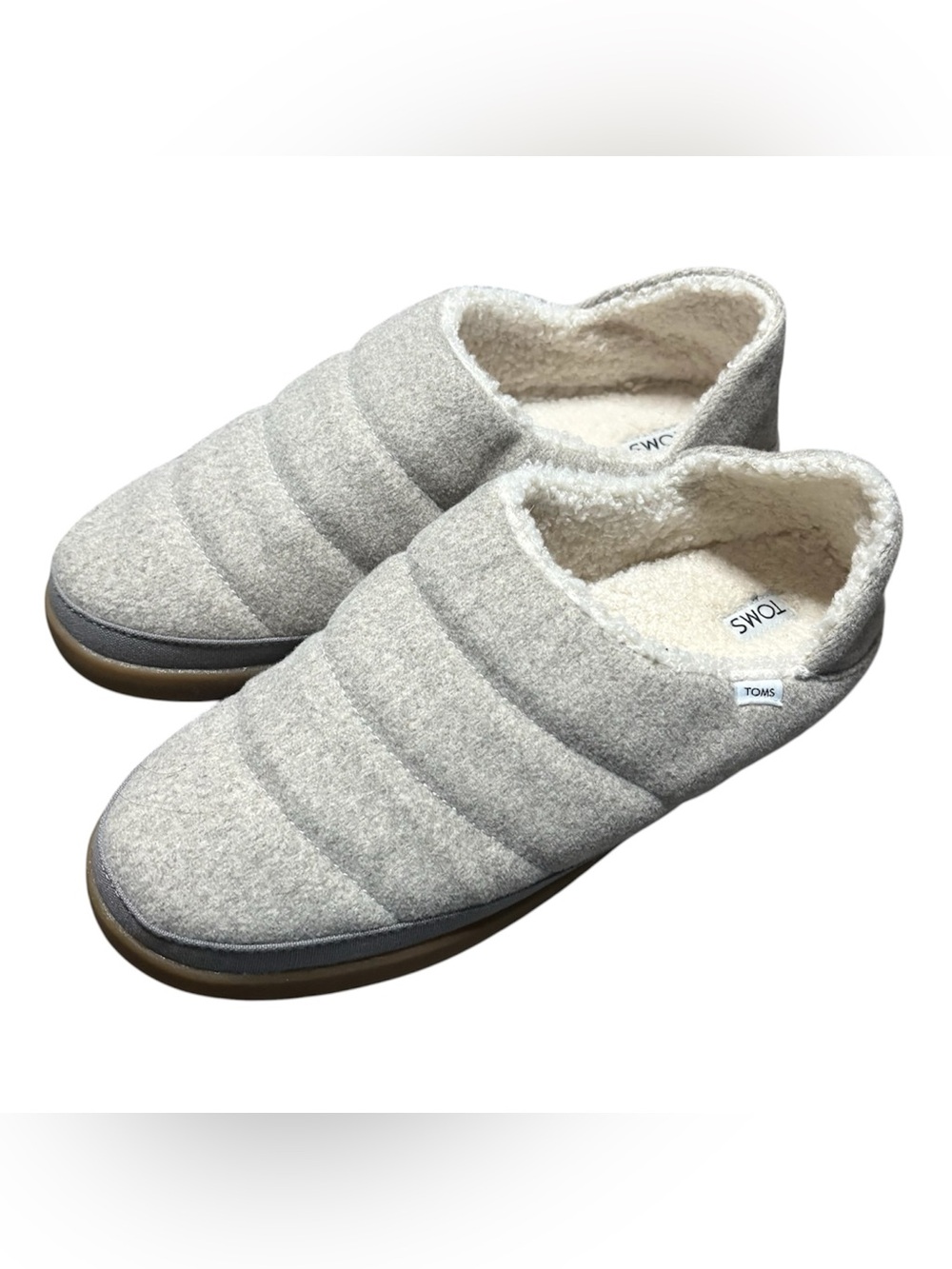 TOMS Women's Gray Ezra Quilted Slip-on Slippers Size 9.5